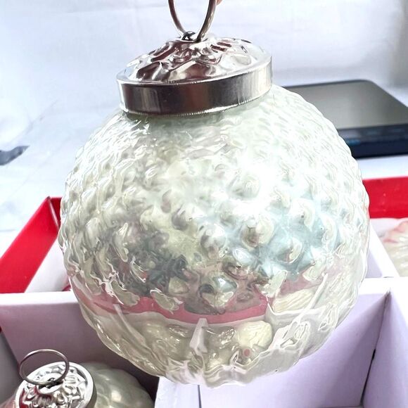 New Martha Stewart Mercury Glass Christmas Ornaments Set of 9 Vtge Kugel Style - Picture 7 of 9